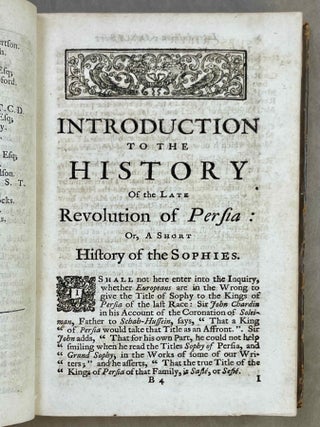 The History of the Revolution of Persia. Taken from the Memoirs of Father Krusinski, procurator of the Jesuits at Ispahan. Done into English by Father Du Cerceau, to which is added a short view of the Antient History of Persia, to the Time of Usum Cassan, not in the London edition.[newline]M12667-04.jpeg