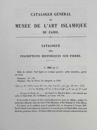Catalogue général du Musée arabe du Caire. Inscriptions historiques sur pierre.