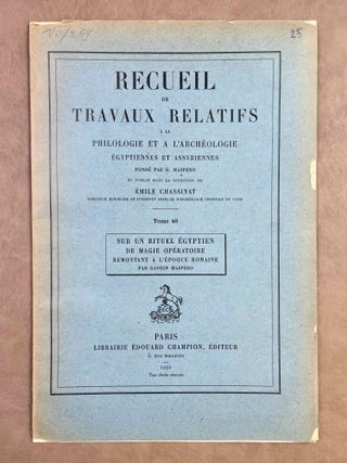 Item #M12725 Sur un rituel &eacute;gyptien de magie op&eacute;ratoire remontant &agrave; l'&eacute;poque romaine....[newline]M12725-00.jpeg