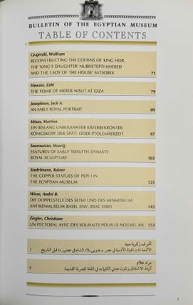 Bulletin of the Egyptian Museum (BEM). Vol. 1 (2004) to 6 (2009) (all published)