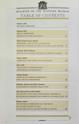 Bulletin of the Egyptian Museum (BEM). Vol. 1 (2004) to 6 (2009) (all published)