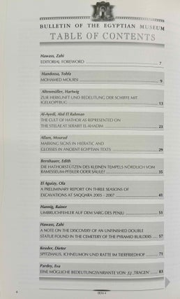 Bulletin of the Egyptian Museum (BEM). Vol. 1 (2004) to 6 (2009) (all published)