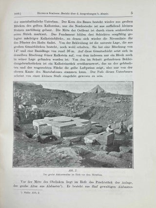 Vorl&auml;ufiger Bericht &uuml;ber die Ausgrabungen bei Abusir im Winter 1898/99, von Heinrich Sch&auml;fer. [with:] Vorl&auml;ufiger Bericht &uuml;ber die Ausgrabungen bei Abusir im Winter 1899/1900. I: Das Re__Heiligtum des K&ouml;nigs Ne-woser-re, von Ludwig Borchardt. II: Versuchsgrabung im Tempel der Pyramide des K&ouml;nigs Nefer-er-ke-re, von Heinrich Sch&auml;fer. [with:] Vorl&auml;ufiger Bericht &uuml;ber die Ausgrabungen bei Abusir im Winter 1900/1901, von Ludwig Borchardt und Heinrich Sch&auml;fer.[newline]M12747-07.jpeg