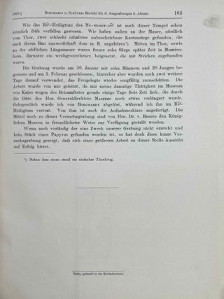 Vorl&auml;ufiger Bericht &uuml;ber die Ausgrabungen bei Abusir im Winter 1898/99, von Heinrich Sch&auml;fer. [with:] Vorl&auml;ufiger Bericht &uuml;ber die Ausgrabungen bei Abusir im Winter 1899/1900. I: Das Re__Heiligtum des K&ouml;nigs Ne-woser-re, von Ludwig Borchardt. II: Versuchsgrabung im Tempel der Pyramide des K&ouml;nigs Nefer-er-ke-re, von Heinrich Sch&auml;fer. [with:] Vorl&auml;ufiger Bericht &uuml;ber die Ausgrabungen bei Abusir im Winter 1900/1901, von Ludwig Borchardt und Heinrich Sch&auml;fer.[newline]M12747-11.jpeg