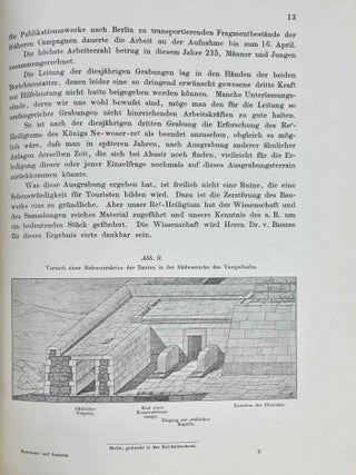 Vorl&auml;ufiger Bericht &uuml;ber die Ausgrabungen bei Abusir im Winter 1898/99, von Heinrich Sch&auml;fer. [with:] Vorl&auml;ufiger Bericht &uuml;ber die Ausgrabungen bei Abusir im Winter 1899/1900. I: Das Re__Heiligtum des K&ouml;nigs Ne-woser-re, von Ludwig Borchardt. II: Versuchsgrabung im Tempel der Pyramide des K&ouml;nigs Nefer-er-ke-re, von Heinrich Sch&auml;fer. [with:] Vorl&auml;ufiger Bericht &uuml;ber die Ausgrabungen bei Abusir im Winter 1900/1901, von Ludwig Borchardt und Heinrich Sch&auml;fer.[newline]M12747-18.jpeg