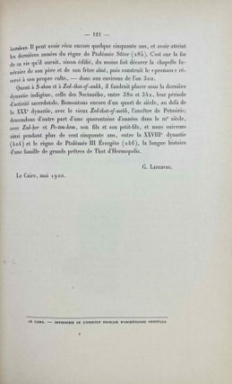 Le tombeau de Pétosiris. Rapports préliminaires et études, 1920-1923.