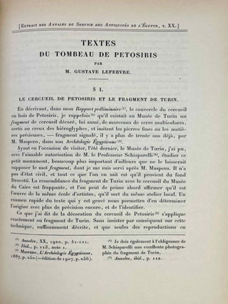 Le tombeau de P&eacute;tosiris. Rapports pr&eacute;liminaires et &eacute;tudes, 1920-1923.