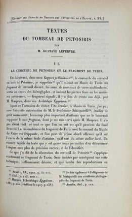 Le tombeau de Pétosiris. Rapports préliminaires et études, 1920-1923.