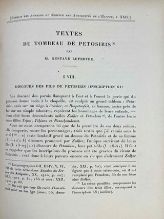 Le tombeau de P&eacute;tosiris. Rapports pr&eacute;liminaires et &eacute;tudes, 1920-1923.