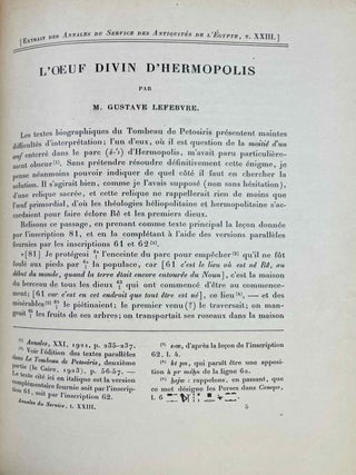 Le tombeau de P&eacute;tosiris. Rapports pr&eacute;liminaires et &eacute;tudes, 1920-1923.