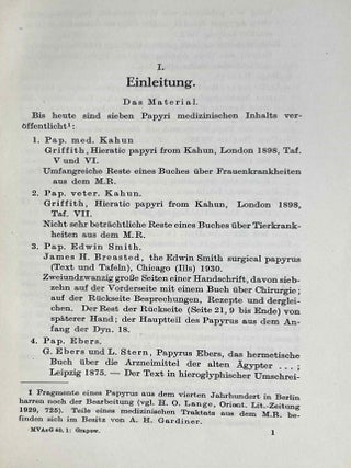 Untersuchungen &uuml;ber die alt&auml;gyptischen medizinischen Papyri. Teil I & II (complete set)[newline]M1292a-04.jpeg