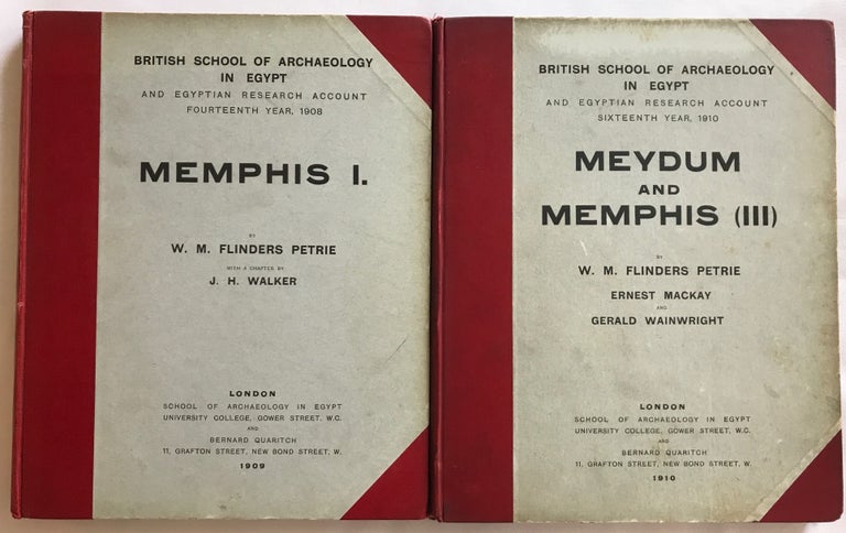 Item #M1294a Memphis series, set of 2 volumes. Vol. I: Memphis I. Vol. III: Meydum and Memphis III. with PETRIE William M. Flinders, WAINWRIGHT G. A. - GARDINER A. H. - ENGELBACH Reginald.[newline]M1294a.jpg