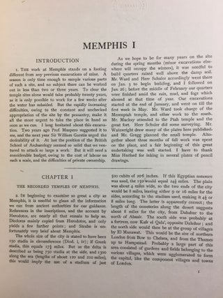 Memphis series, complete set of 7 volumes. Vol. I: Memphis I. Vol. II: The palace of Apries (Memphis II). Vol. III: Meydum and Memphis III. Vol. IV: Roman portraits and Memphis (IV). Vol. V: Tarkhan I and Memphis (V). Vol. VI: Riqqeh and Memphis VI. Vol. VII: Tarkhan II.[newline]M1294c-06.jpg