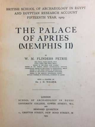 Memphis series, complete set of 7 volumes. Vol. I: Memphis I. Vol. II: The palace of Apries (Memphis II). Vol. III: Meydum and Memphis III. Vol. IV: Roman portraits and Memphis (IV). Vol. V: Tarkhan I and Memphis (V). Vol. VI: Riqqeh and Memphis VI. Vol. VII: Tarkhan II.[newline]M1294c-11.jpg