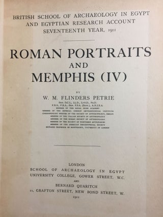 Memphis series, complete set of 7 volumes. Vol. I: Memphis I. Vol. II: The palace of Apries (Memphis II). Vol. III: Meydum and Memphis III. Vol. IV: Roman portraits and Memphis (IV). Vol. V: Tarkhan I and Memphis (V). Vol. VI: Riqqeh and Memphis VI. Vol. VII: Tarkhan II.[newline]M1294c-32.jpg