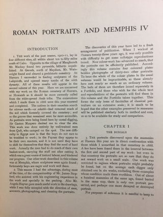 Memphis series, complete set of 7 volumes. Vol. I: Memphis I. Vol. II: The palace of Apries (Memphis II). Vol. III: Meydum and Memphis III. Vol. IV: Roman portraits and Memphis (IV). Vol. V: Tarkhan I and Memphis (V). Vol. VI: Riqqeh and Memphis VI. Vol. VII: Tarkhan II.[newline]M1294c-35.jpg