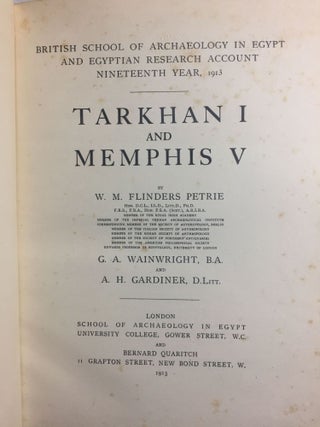 Memphis series, complete set of 7 volumes. Vol. I: Memphis I. Vol. II: The palace of Apries (Memphis II). Vol. III: Meydum and Memphis III. Vol. IV: Roman portraits and Memphis (IV). Vol. V: Tarkhan I and Memphis (V). Vol. VI: Riqqeh and Memphis VI. Vol. VII: Tarkhan II.[newline]M1294c-43.jpg