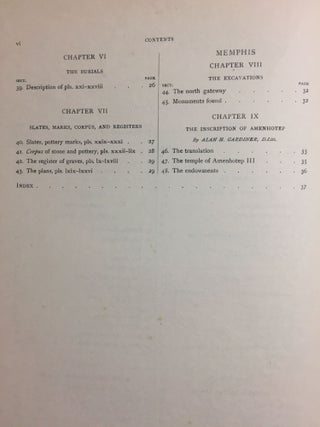 Memphis series, complete set of 7 volumes. Vol. I: Memphis I. Vol. II: The palace of Apries (Memphis II). Vol. III: Meydum and Memphis III. Vol. IV: Roman portraits and Memphis (IV). Vol. V: Tarkhan I and Memphis (V). Vol. VI: Riqqeh and Memphis VI. Vol. VII: Tarkhan II.[newline]M1294c-45.jpg