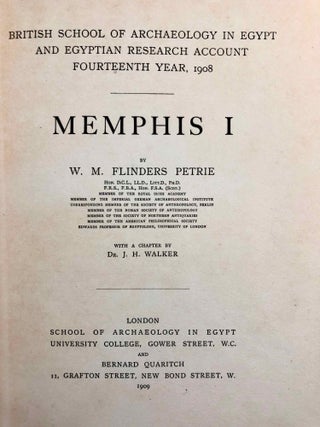 Memphis series, set of 4 volumes. Vol. I: Memphis (I). Vol. II: The palace of Apries (Memphis II). Vol. III: Meydum and Memphis (III). Vol. IV: Roman portraits and Memphis (IV).[newline]M1294f-02.jpg