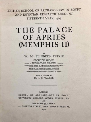 Memphis series, set of 4 volumes. Vol. I: Memphis (I). Vol. II: The palace of Apries (Memphis II). Vol. III: Meydum and Memphis (III). Vol. IV: Roman portraits and Memphis (IV).[newline]M1294f-14.jpg