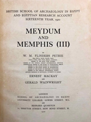 Memphis series, set of 4 volumes. Vol. I: Memphis (I). Vol. II: The palace of Apries (Memphis II). Vol. III: Meydum and Memphis (III). Vol. IV: Roman portraits and Memphis (IV).[newline]M1294f-26.jpg