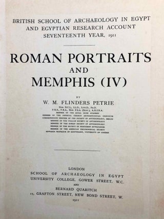 Memphis series, set of 4 volumes. Vol. I: Memphis (I). Vol. II: The palace of Apries (Memphis II). Vol. III: Meydum and Memphis (III). Vol. IV: Roman portraits and Memphis (IV).[newline]M1294f-35.jpg