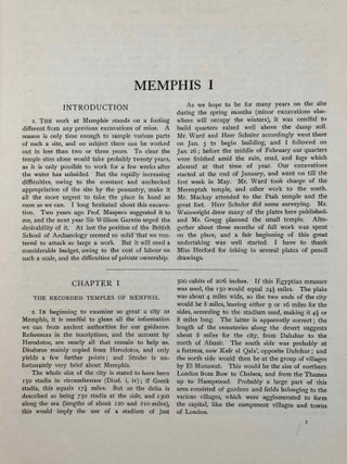 Memphis series, set of 6 volumes. Vol. I: Memphis I. Vol. II: The palace of Apries (Memphis II). Vol. III: Meydum and Memphis III. Vol. IV: Roman portraits and Memphis (IV). Vol. V: Tarkhan I and Memphis (V). Vol. VI: Riqqeh and Memphis VI. (complete for Memphis, not including Tarkhan II)[newline]M1294h-05.jpg