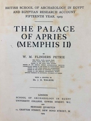 Memphis series, set of 6 volumes. Vol. I: Memphis I. Vol. II: The palace of Apries (Memphis II). Vol. III: Meydum and Memphis III. Vol. IV: Roman portraits and Memphis (IV). Vol. V: Tarkhan I and Memphis (V). Vol. VI: Riqqeh and Memphis VI. (complete for Memphis, not including Tarkhan II)[newline]M1294h-17.jpg