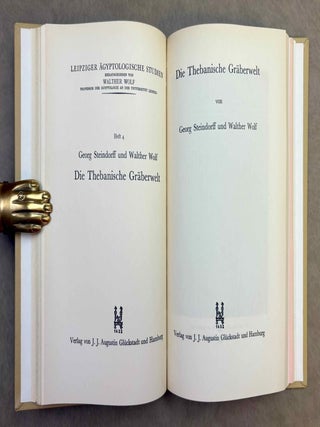Leipziger &auml;gyptologische Studien 1-10. Vol. 1: Wolf, Individuum und Gemeinschaft in der &auml;gyptischen Kultur. Vol. 2: Spiegel, Die Idee vom Totengericht in der &auml;gyptischen Religion (XEROX). Vol. 3: Sethe, Das hieroglyphische Schriftsystem. Ein Vortrag. Vol. 4: Steindorff & Wolf, Die thebanische Gr&auml;berwelt. Vol. 5: Sch&auml;fer, Das alt&auml;gyptische Bildnis. Vol. 6: Schaedel, Die Listen des grossen Papyrus Harris. Ihre wirtschaftliche und politische Ausdeutung. Vol. 7: Grapow, Sprachliche und schriftliche Formung &auml;gyptischer Texte. Vol. 8: Wolf, Wesen und Wert der &Auml;gyptologie. Vol. 9: Spiegel, Die Erz&auml;hlung vom Streite des Horus und Seth in Pap. Beatty I als Literaturwerk. Vol. 10: Hermann, Die &auml;gyptische K&ouml;nigsnovelle.[newline]M12971-04.jpeg