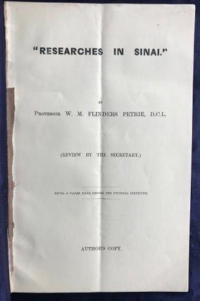 Researches in Sinai: conference paper on Petrie's book, author's copy.
