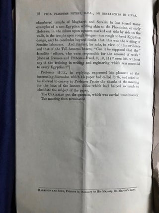 Researches in Sinai: conference paper on Petrie's book, author's copy.