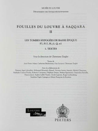 Les tombes hypogées de basse époque. F7, F17, H, ji, Q, n1. Textes + Planches. Fouilles du Louvre à Saqqara II. 2 volumes (complete set)