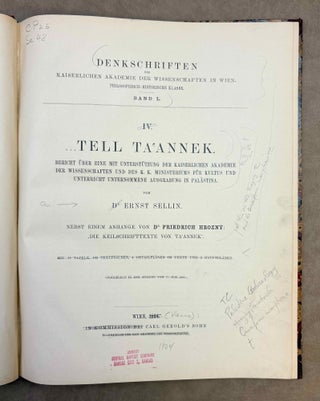 Tell Ta'annek. Bericht über eine mit Unterstützung der Kaiserlichen Akademie der Wissenschaften und des K.K. Ministeriums für Kultus und Unterricht unternommene Ausgrabung in Palästina.