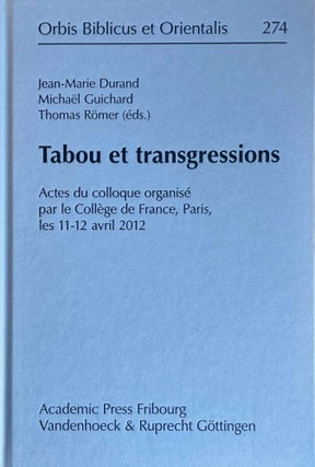 Item #M13306 Tabou et transgressions. Actes du colloque organisé par le Collège de France,...