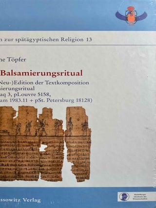 Item #M13335 Das Balsamierungsritual. Eine (Neu-)Edition der Textkomposition Balsamierungsritual...[newline]M13335-00.jpeg