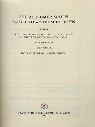 Die Altsumerischen Bau- und Weihinschriften. Band I: Inschriften aus 'Lagas'. Band II: Kommentar zu den Inschriften aus 'Lagas'. Inschriften ausserhalb von 'Lagas'. (complete set)[newline]M13365a-05.jpeg