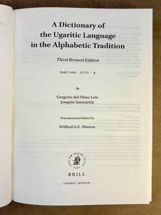 A dictionary of the Ugaritic language in the alphabetic tradition. Vol. I: A-K. Vol. II: L-Z (complete set)[newline]M13381-01.jpeg