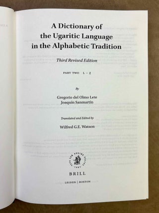 A dictionary of the Ugaritic language in the alphabetic tradition. Vol. I: A-K. Vol. II: L-Z (complete set)[newline]M13381-07.jpeg