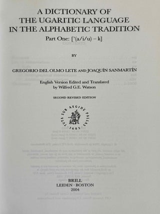 A dictionary of the Ugaritic language in the alphabetic tradition. Vol. I: A-K. Vol. II: L-Z (complete set)[newline]M13381a-01.jpeg