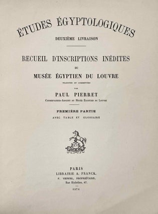Recueil d'inscriptions inédites du musée égyptien du Louvre, traduites et commentées. Tome I & II (complete set)[newline]M1349-03.jpeg