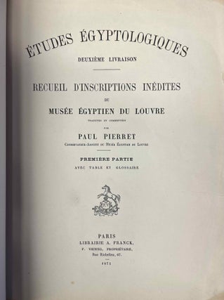 Item #M1349d Recueil d'inscriptions inédites du musée égyptien du Louvre, traduites et...