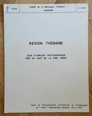 Graffiti de la montagne thébaine. Complete run of I-III (except II,4), as follows: Vol. I: Cartographie, topographie, géomorphologie, préhistoire. I,1: Cartographie et étude topographique illustrée. I,2: La vallée de l'ouest. I,3: Compléments aux secteurs A et C. Franges du Sahara thébain. I,4: Vallée des pélerins d'Espagne (E.1) et compléments aux secteurs A, B et C. Nouvelles observations à la frange du Sahara thébain (vol. I is complete). Vol. II: Plans de position. Issues II,1 to II,3 and II,5 to II,6 (Vol. II is missing II,4). Vol. III: Fac-similés. Issues III,1 to III,7 (Vol. III is complete).