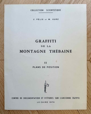 Graffiti de la montagne thébaine. Complete run of I-III (except II,4), as follows: Vol. I: Cartographie, topographie, géomorphologie, préhistoire. I,1: Cartographie et étude topographique illustrée. I,2: La vallée de l'ouest. I,3: Compléments aux secteurs A et C. Franges du Sahara thébain. I,4: Vallée des pélerins d'Espagne (E.1) et compléments aux secteurs A, B et C. Nouvelles observations à la frange du Sahara thébain (vol. I is complete). Vol. II: Plans de position. Issues II,1 to II,3 and II,5 to II,6 (Vol. II is missing II,4). Vol. III: Fac-similés. Issues III,1 to III,7 (Vol. III is complete).
