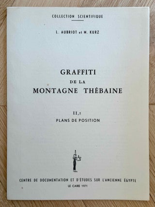 Graffiti de la montagne th&eacute;baine. Complete run of I-III (except II,4), as follows: Vol. I: Cartographie, topographie, g&eacute;omorphologie, pr&eacute;histoire. I,1: Cartographie et &eacute;tude topographique illustr&eacute;e. I,2: La vall&eacute;e de l'ouest. I,3: Compl&eacute;ments aux secteurs A et C. Franges du Sahara th&eacute;bain. I,4: Vall&eacute;e des p&eacute;lerins d'Espagne (E.1) et compl&eacute;ments aux secteurs A, B et C. Nouvelles observations &agrave; la frange du Sahara th&eacute;bain (vol. I is complete). Vol. II: Plans de position. Issues II,1 to II,3 and II,5 to II,6 (Vol. II is missing II,4). Vol. III: Fac-simil&eacute;s. Issues III,1 to III,7 (Vol. III is complete).