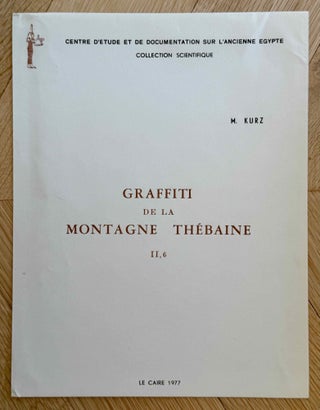 Graffiti de la montagne thébaine. Complete run of I-III (except II,4), as follows: Vol. I: Cartographie, topographie, géomorphologie, préhistoire. I,1: Cartographie et étude topographique illustrée. I,2: La vallée de l'ouest. I,3: Compléments aux secteurs A et C. Franges du Sahara thébain. I,4: Vallée des pélerins d'Espagne (E.1) et compléments aux secteurs A, B et C. Nouvelles observations à la frange du Sahara thébain (vol. I is complete). Vol. II: Plans de position. Issues II,1 to II,3 and II,5 to II,6 (Vol. II is missing II,4). Vol. III: Fac-similés. Issues III,1 to III,7 (Vol. III is complete).
