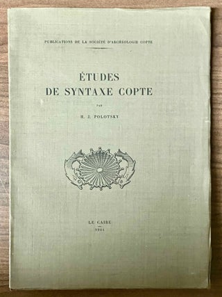 Item #M1357g Etudes de syntaxe copte. POLOTSKY Hans Jakob