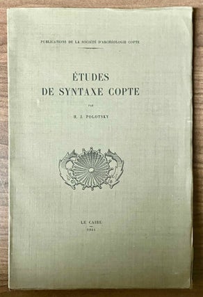 Item #M1357g Etudes de syntaxe copte. POLOTSKY Hans Jakob