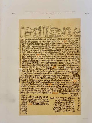 Aegyptische hiëroglyphische lijkpapyrus (T. 16) van het Nederlandsche Museum van Oudheden te Leyden. Uitgegeven op last der Hooge Regering. Aegyptische monumenten (which is: Papyrus égyptien funéraire hiéroglyphique (T. 16) du Musée d'Antiquités des Pays-Bas à Leide. Publié d'apres les ordres du Gouvernement. Monuments égyptiens)