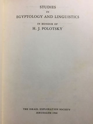 Festschrift Polotsky. Studies in Egyptology and Linguistics. In honour of H.J. Polotsky.