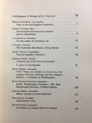 Festschrift Polotsky. Studies in Egyptology and Linguistics. In honour of H.J. Polotsky.